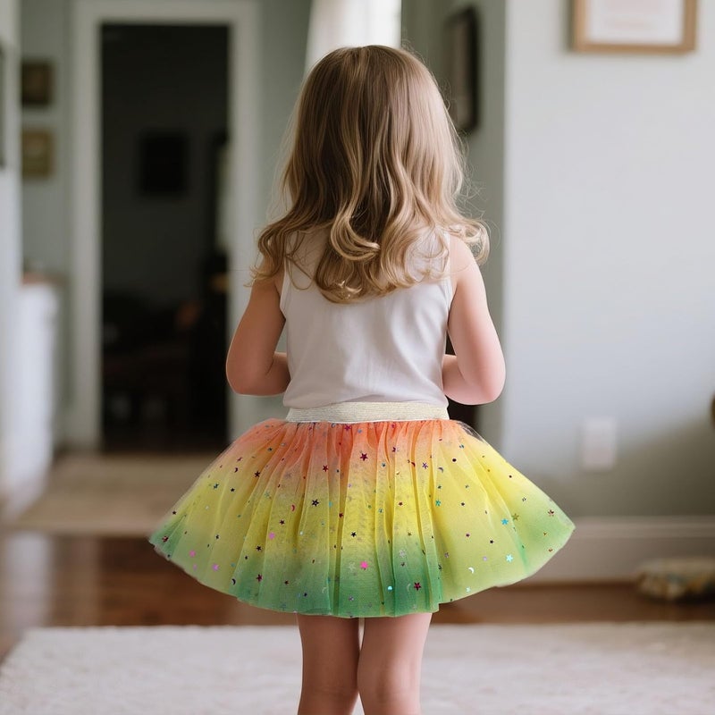 Revkokmx Girls Layered Rainbow Tutu Skirt Dance Dress Ruffle Tiered Clubwear - Image 4